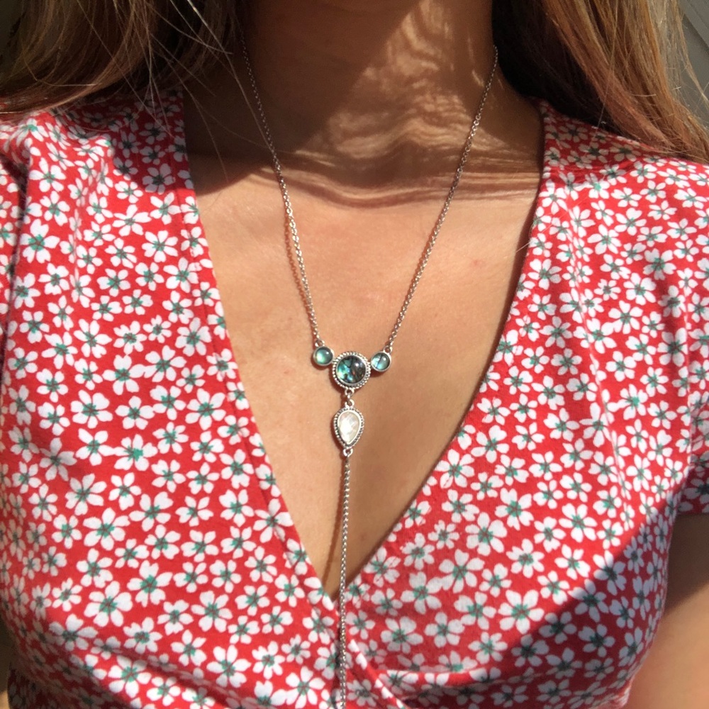 Turquoise long chain necklace
